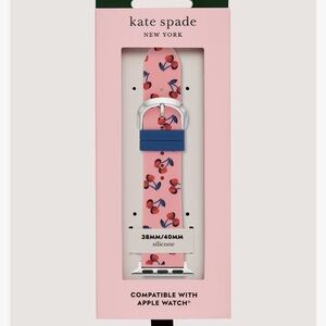 RARE Kate Spade Pink Silicone Apple Watch Band Cherries Print 38mm/40mm New Box